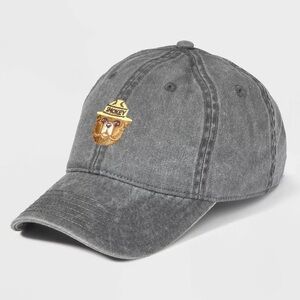 🆕 100% Cotton Unisex Black Wash Embroidered Smokey The Bear Baseball Hat